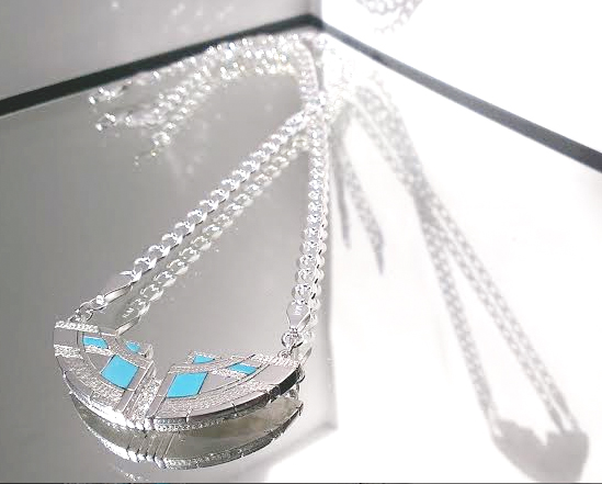 LP Pendant with Diamonds and Turquoise, Sterling Silver, 2014