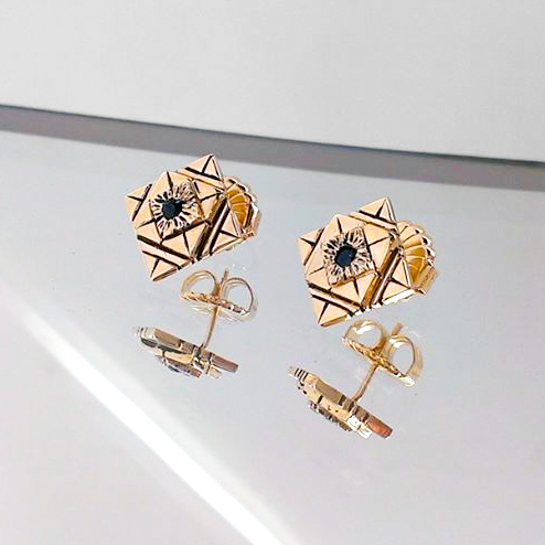 Sapphire Stud Earrings, 14K Gold, 2014