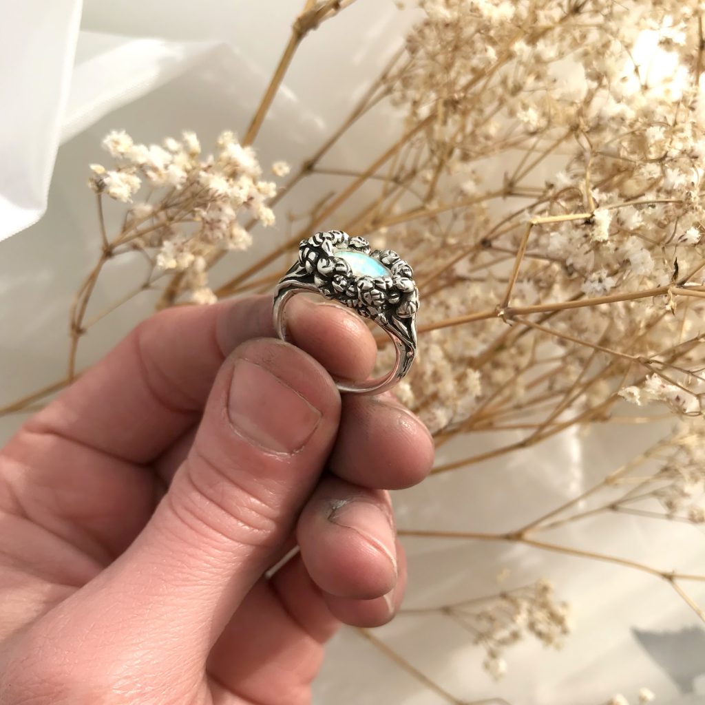 Custom sterling silver ring with Australian Opal, 2018