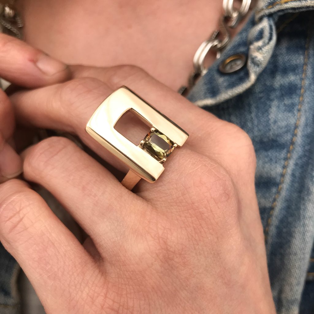 14K Yellow gold ring with andalusite, 2019