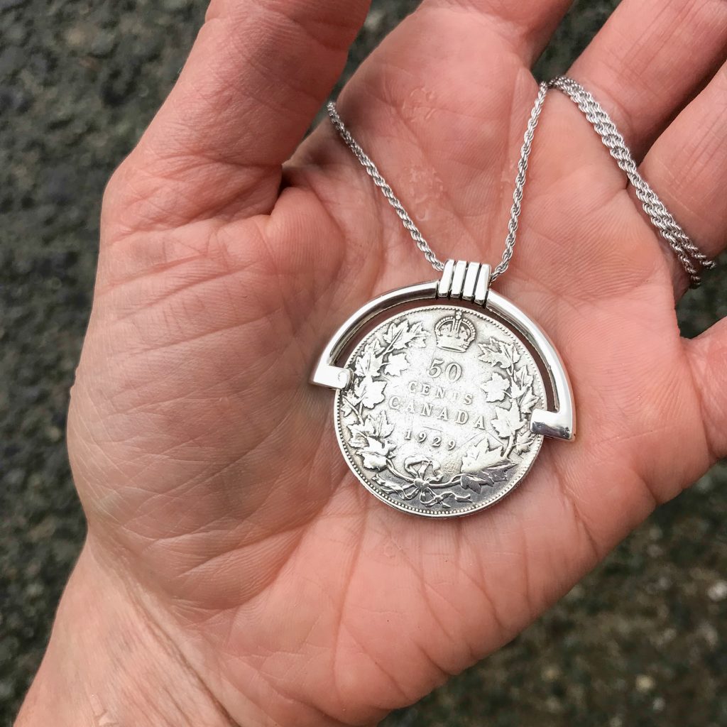 Sterling silver pendant with vintage Canadian coin, 2019